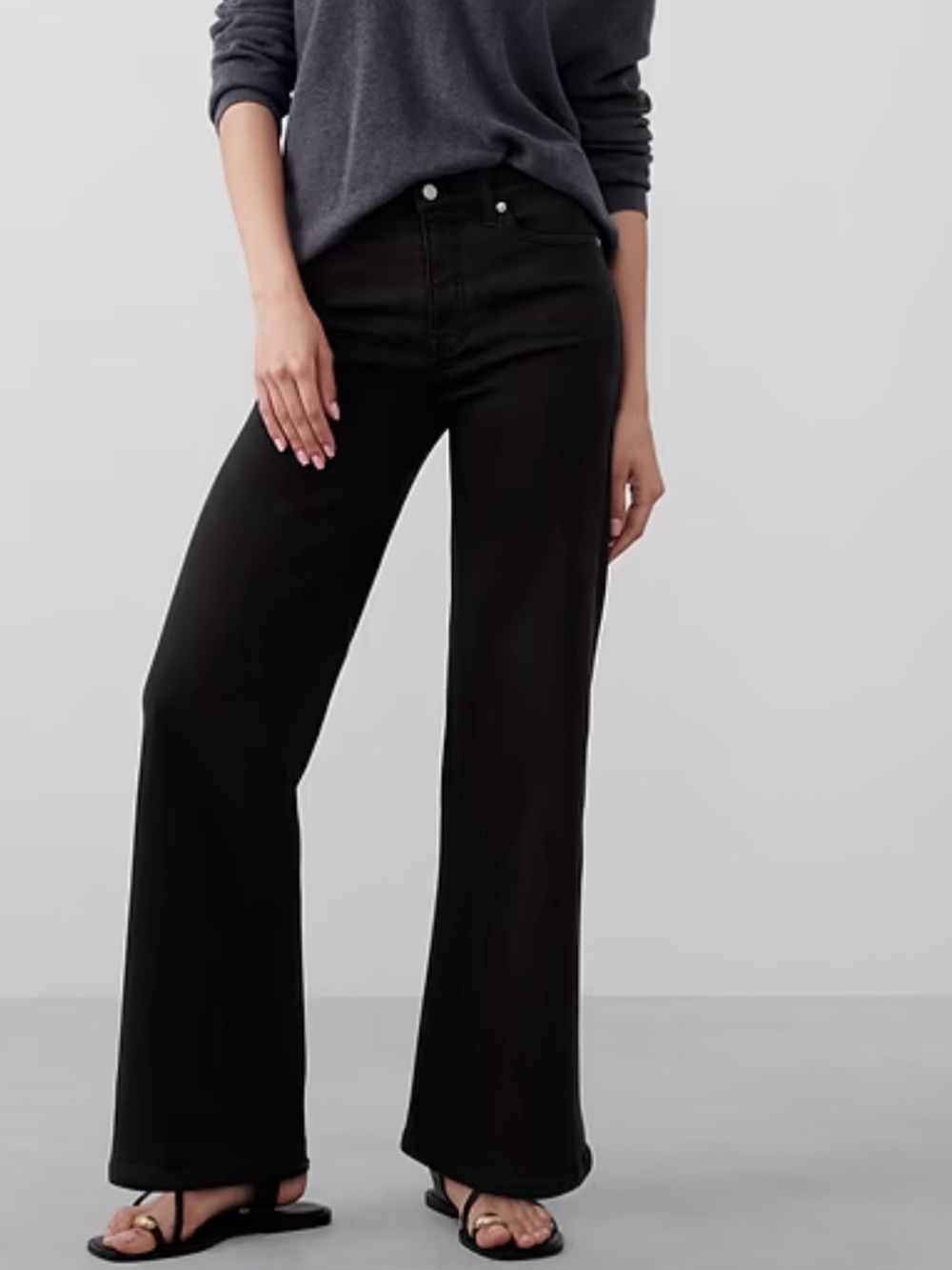Banana Republic Factory Wide-Leg High Rise Jeans Black 25P Petite EUC